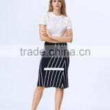 2016 New Arrival White & Black Stripe Knited Crop and Skirt Co-ord Set thumbnail-4