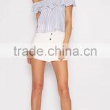 Summer Fashion Women Clothes Ruffle Cropped Tops off Shoulder Striped Tops thumbnail-4