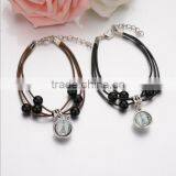 Diy Moustache Sticker Charms Bracelets Handmade Glass Sticker Charms Cord Bracelets for Couple Jewelry thumbnail-2