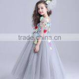 2017 Fancy Sheer Embroidery Gauze Short Sleeve Long Frocks Cotton Lining Dress thumbnail-4