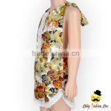 Wholesale Yiwu Cheap Kids Clothes Flower Printed Halter Sleeveless Lace Froal Baby Girl Vintage Romper Leotard Bodysuit thumbnail-5