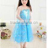 Girls Elsa And Anna Inspired Dress Children's Baby Girls Chevron Dance Blue Stripe Dress Up Playdress Costume Frozen Dresses thumbnail-1