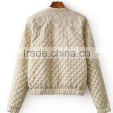 Runwaylover EY1024C 100% Polyester Contrast Embroidery Women Bomber Jacket With Ribbed Collar thumbnail-3