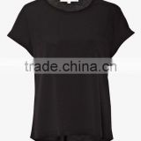 Ladies Crepe Front Tee with Short Turn-up Sleeves