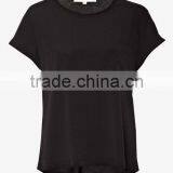 Ladies Crepe Front Tee With Short Turn-up Sleeves thumbnail-1