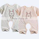 Factory Supply Organic Cotton Newborn Baby Girls Short Sleeve Romper Bodysiut Jumpsuit One-pieces Outfits Set thumbnail-1