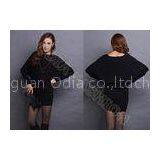 Black Dolman Sleeve Acrylic Womens Long Sweater Pullover in Round Neck