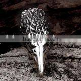Men's Antique Black 316 S. Steel Eagle Head Ruby Eye Vintage Casted Spiker Punk Ring thumbnail-2