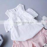 Wholesale Children Off Shoulder Full Blouse Design Solid Color Shirts Baby Girls New Style Lace Shirt thumbnail-2