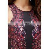Factory Wholesale Floral Printed Spandex Sleeveless Sexy Mini New Fashion Dress Design thumbnail-4