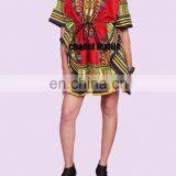 Dashiki African Poncho Tribal Short Shirt Maxi Kaftan 100% Cotton Bright AFRICAN MAXI DRESS CAFTAN VINTAGE PRINT BEACH wears