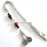 Antique Silver Tennis Metal Tennis Beaded Chinese Bookmark for Tennis Player Gifts