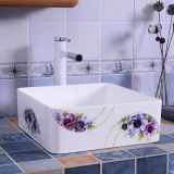 Good design wash hand ceramic tabletop colorful square bathroom wash hand basin sink from chaozhou china
