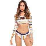 Sexy Striped Print Bikini Orange White Pattern thumbnail-5