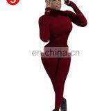 High Quality Solid Color Ribbed Long Sleeve Jumpsuit thumbnail-3
