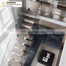 Modern Floating Staircase Oak Wood Step Straight Suspended Stairs thumbnail-4