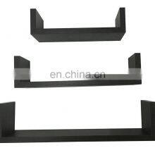 Set of 3 Floating U Shelf Espresso Finish Wooden Corner Wall Shelf