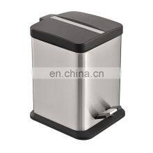Bathroom Color Plastic Lid Waste Bins Powder Coating Metal Waste Bin Body Square Stainless Steel Pedal Bin thumbnail-1