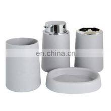 Best Selling Home Black White Bathroom Accessories 4-piece Plastic Bathroom Hardware Set Big Pump Design Soap Dispenser thumbnail-1