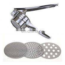 Hot Sold 3 Interchangeable Discs Potatoes Fruits Vegetables Manual Masher Stainless Steel Potato Ricer thumbnail-1