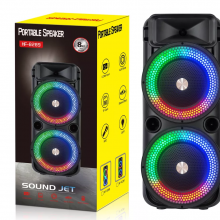 Fashion Double 8 Inch Horn Portable LED Light Rock Speaker Wireless Blue Tooth RGB BT Speaker thumbnail-2