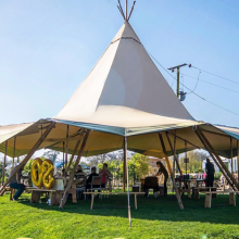 Outdoor Large Luxury Glamping Wooden Pole Tipi Tent for Pyramid Safari Tent thumbnail-3