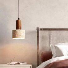 Terrazzo Cylinder Pendant Light With Walnut Wood Cap thumbnail-1