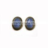 Retro Oval Crystal Jewelry Gold Lace Texture Women Stud Earrings thumbnail-2