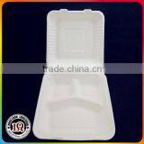 Biodegrandable Bagasse Fast Food Restaurant 3compartment Clamshell