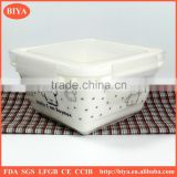 heat resistance food storage ceramic cute lunch box functional porcelain bento square lunch container with seal silicone lid