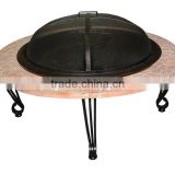 Outdoor Round Iron Slate Stone Fire Pit