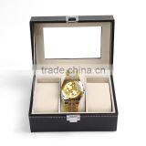 Different Grids Luxury Black Leather Watch Storage Box thumbnail-2