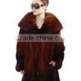 Dyed Mink Fur Coat With a Big Collar