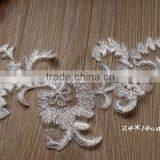 Wholesale Wedding Gown White Lace Applique,White Embroidery Bridal Lace Applique thumbnail-2