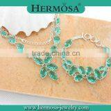 Hermosa 925 Silver Jewelry Clear Facet Green Topaz Gemstone Engagement Jewelry Sets