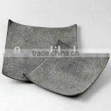 S/2 Curved Plastic Plate W/Antique Grey