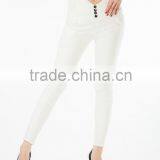 2015 New Fashion White High Waist Woven Leggings thumbnail-1