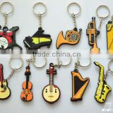 2015Shanghai Music China Fair Differents designs music instrument shape silicone keychain.