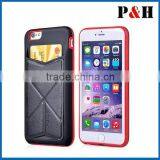 New TPU+PU Back Skin Case Cover With Card Slots Standing for IPhone6,6 Plus thumbnail-4