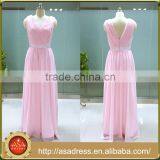 ASAF-04 Elegant Long Chiffon Zipper Back Pleats V-neck Cheap Bridesmaid Dress Quality Choice