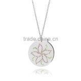 14K Silver Plating in Silver/Brass With Customize Design Botanical Theme 'Lily' Drawing With Different Color Crystal