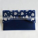 elegant blue velvet evvelope handbag