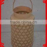 Antique Cream Decorative Iron Lantern With Handle