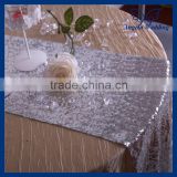 RU017A Hot sale wholesale cheap heavy beaded handmade embroidery glitter silver sequin table runner