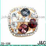 Octagon Shaped Colorful Rhineston Zamac Button