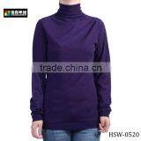 Wool High Neck Woman Top, Ladies Plain Purple Long Sleeve Sweater