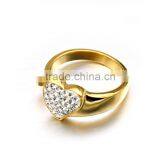 Wholesale Women Wedding Finger Ring Jewelry Latest Stainless Steel Crystal Gold Heart Ring thumbnail-2