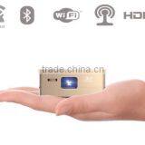 Smart Mini Pocket Pico Projector DLP 1920x1080 Wifi Bluetooth Support Miracast Airplay DLNA for Apple Android Phone Gold