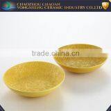 Manufacturer Yellow Round Decorative Flower Ceramic Fruit Plate thumbnail-1