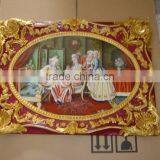 European Gilt Bronze Framed Hand Painted Ceramic Wall Mural, Luxury Home Decoration Wall Mural thumbnail-4